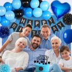 Blue and Black Birthday Party Decoration Kit