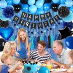 Blue and Black Birthday Party Decoration Kit