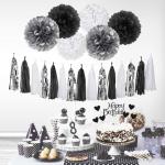 Black and Silver Birthday Decorations for Men