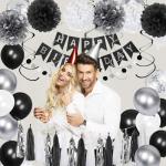 Black and Silver Birthday Decorations for Men
