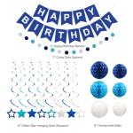 Meowtastic Happy Birthday Decorations Set in Blue