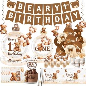 Beary First Birthday Party Supplies for Boys