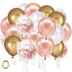 Rose Gold Confetti Balloons for Celebrations - 60 Pack