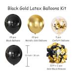 50PCS Black and Gold Confetti Balloons Set