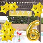 Star and Number 6 Foil Balloons Set