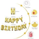 Gold Happy Birthday Mylar Balloon Banner Decor