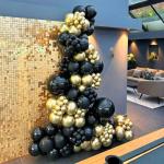 50PCS Black and Gold Confetti Balloons Set