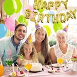 Gold Happy Birthday Mylar Balloon Banner Decor