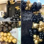 50PCS Black and Gold Confetti Balloons Set