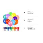 120 Rainbow Latex Balloons for Birthday Celebrations