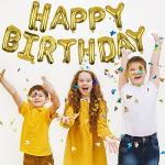 Gold Happy Birthday Mylar Balloon Banner Decor