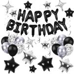 56 PCS Black and Silver Birthday Balloon Set
