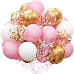 60 Pcs Pink Gold Confetti Balloons for Parties