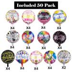 50 Happy Birthday Foil Balloons - 18" Round