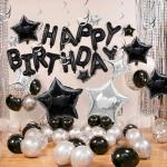 56 PCS Black and Silver Birthday Balloon Set