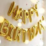 Gold Happy Birthday Banner Balloon Set 16 Inch