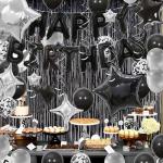 56 PCS Black and Silver Birthday Balloon Set