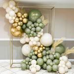 Sage Green and Gold Confetti Balloons Set