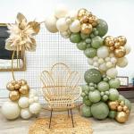 Sage Green and Gold Confetti Balloons Set