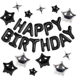 Happy Birthday Banner with Star Balloons Set