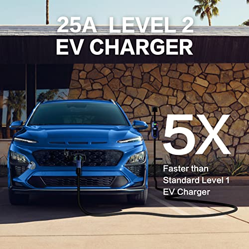 MUSTART Level 2 Portable EV Charger with 25ft Cable