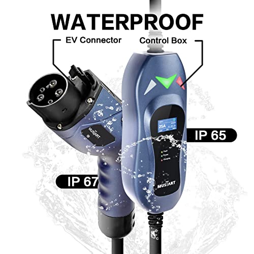 MUSTART Level 2 Portable EV Charger with 25ft Cable