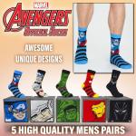 Marvel Men's Crew Socks - Superhero Pack of 5