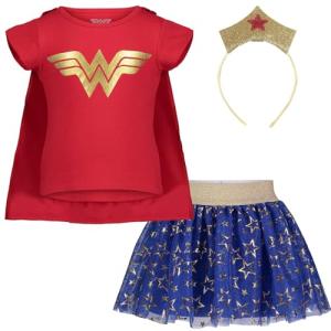 Wonder Woman Big Girls 4 Piece Costume Set