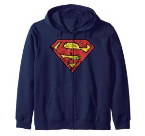 Superman Logo Zip Hoodie - DC Comics Style