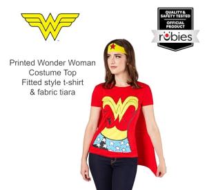 Wonder Woman Costume T-Shirt with Cape and Headband