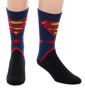 Superman Suit Up Black Crew Socks by Bioworld