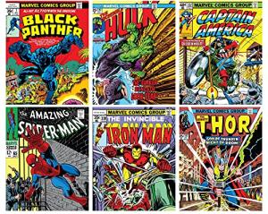 Vintage Superhero Comic Art Prints Set of 6