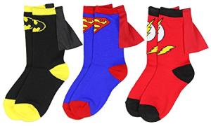Batman, Superman, Flash Boys' Caped Crew Socks 3-Pack
