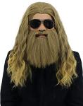 Thor Endgame Long Curly Blonde Wig with Beard