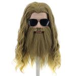 Thor Endgame Long Curly Blonde Wig with Beard