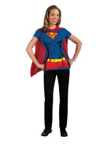 Supergirl Costume T-Shirt With Cape for Adults