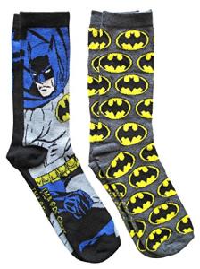 Batman Grey Pattern Crew Socks - 2 Pair Pack
