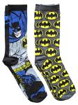 Batman Grey Pattern Crew Socks - 2 Pair Pack