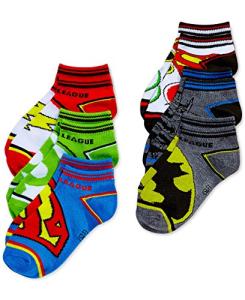 Justice League Boys' 6-Pack Socks, Size 4-6