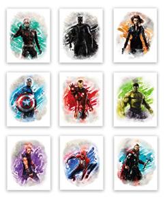 Marvel Avengers Watercolor Art Prints Set of 10
