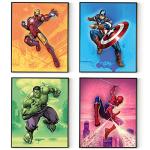 Superhero Poster Prints Set of 4 for Kids