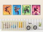 Superhero Poster Prints Set of 4 for Kids