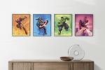 Superhero Poster Prints Set of 4 for Kids