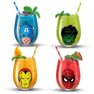 Marvel Heroes Stemless Glass Set - 4 Cups