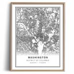 DC Map Wall Art - Minimalist Black & White Poster