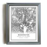 DC Map Wall Art - Minimalist Black & White Poster