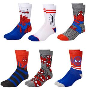 Spiderman Athletic Socks 6-Pack for Men and Boys