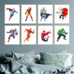 Superhero Posters Set for Kids' Rooms, 8 Pack