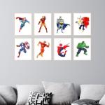 Superhero Posters Set for Kids' Rooms, 8 Pack
