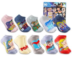 Justice League Girls' Sock Bundle - 10 Pairs